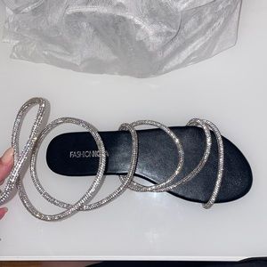 Black silver sandals